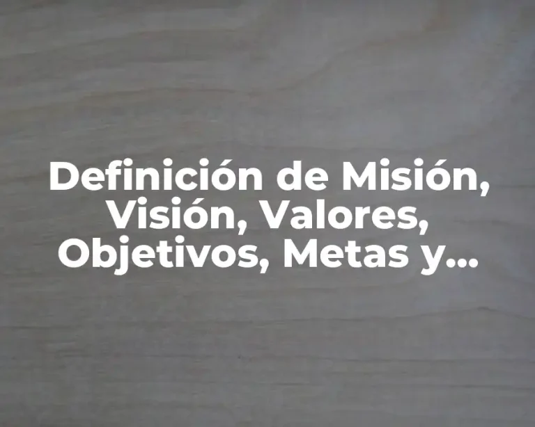 Definición de Misi&oacute;n, Visi&oacute;n, Valores, Objetivos, Metas y Estrategias