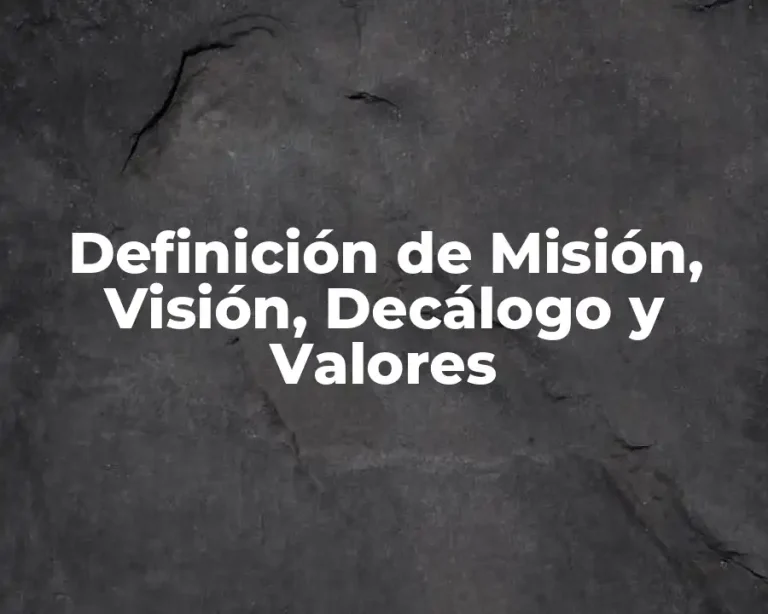 Definición de Misión, Visión, Decálogo y Valores