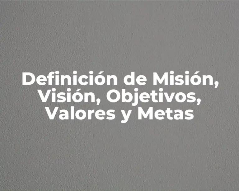 Definición de Misión, Visión, Objetivos, Valores y Metas