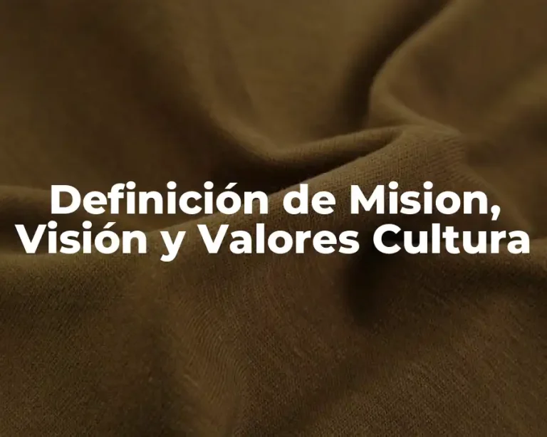 Definición de Mision, Visión y Valores Cultura