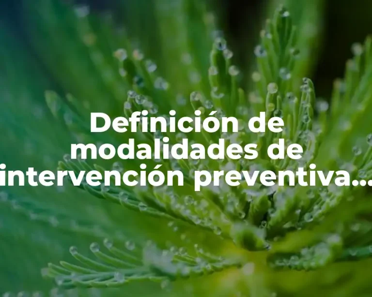 Definición de modalidades de intervención preventiva de las adicciones