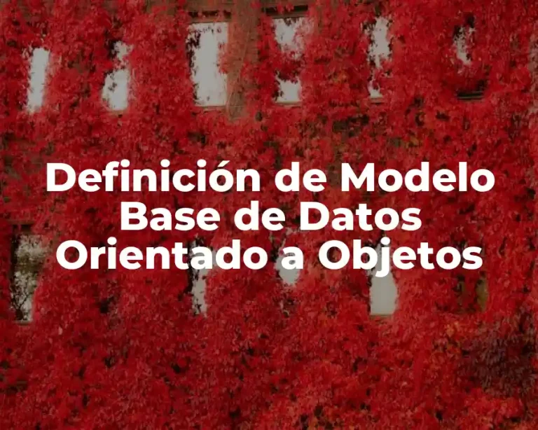 Definición de Modelo Base de Datos Orientado a Objetos