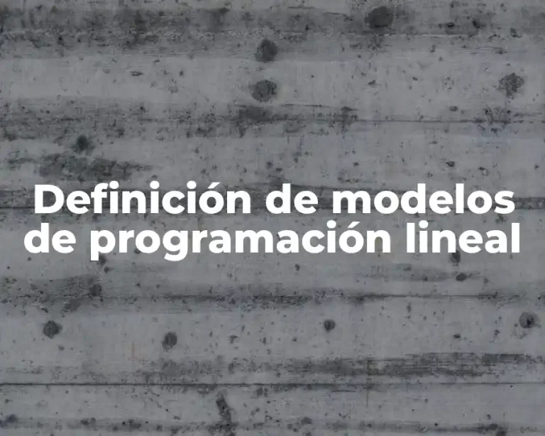 Definición de modelos de programación lineal