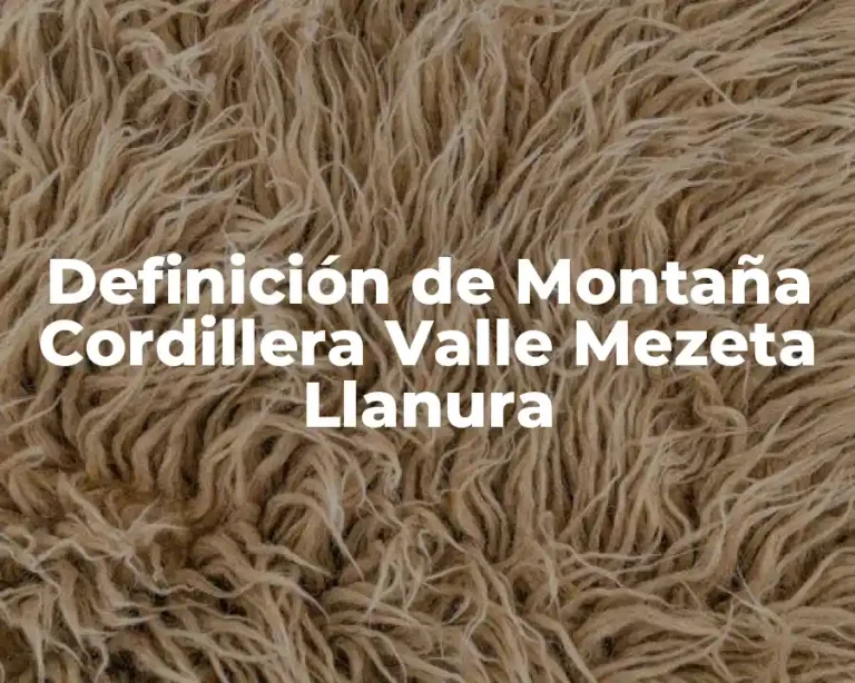Definición de Montaña Cordillera Valle Mezeta Llanura