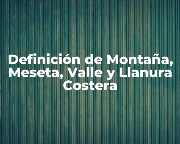 Definición de Montaña, Meseta, Valle y Llanura Costera