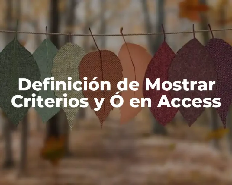 Definición de Mostrar Criterios y Ó en Access
