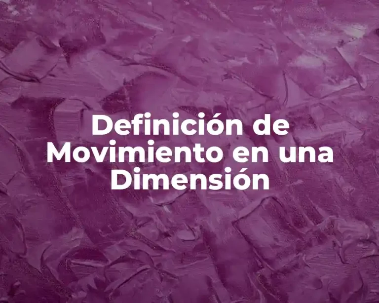 Definición de Movimiento en una Dimensión