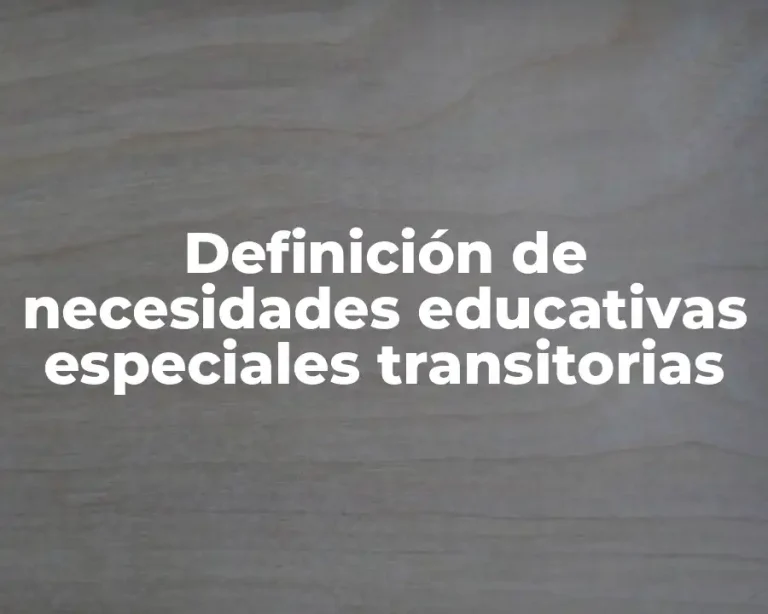 Definición de necesidades educativas especiales transitorias