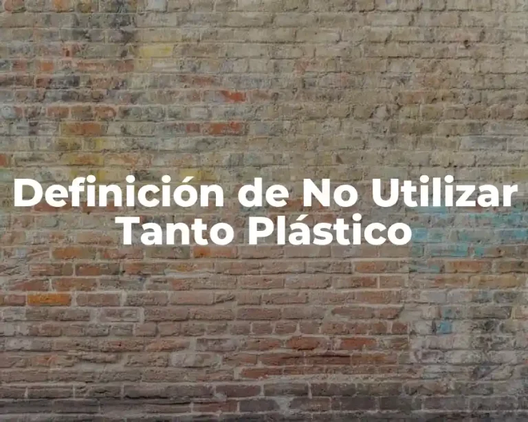 Definición de No Utilizar Tanto Plástico