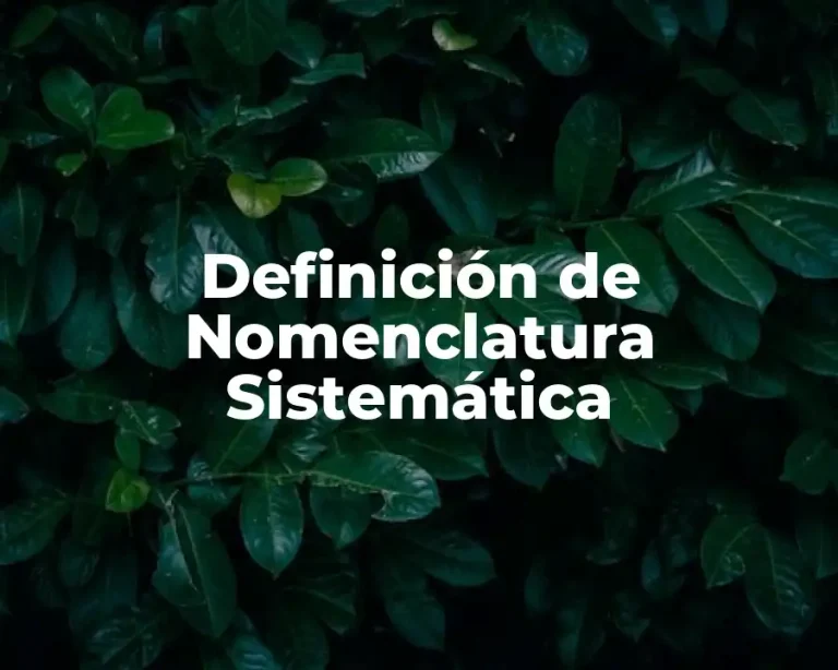 Definición de Nomenclatura Sistemática