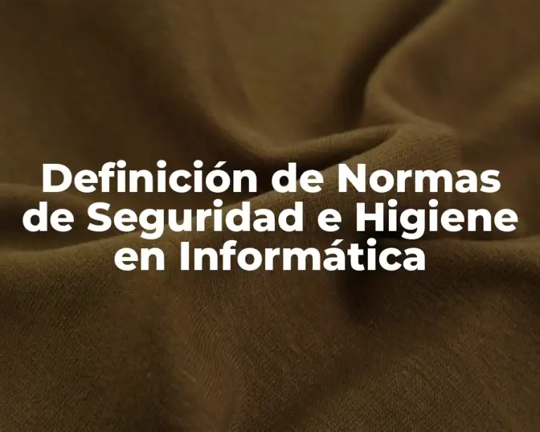 Definición de Normas de Seguridad e Higiene en Informática
