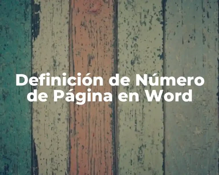 Definición de Número de Página en Word