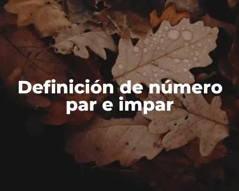 Definición de número par e impar
