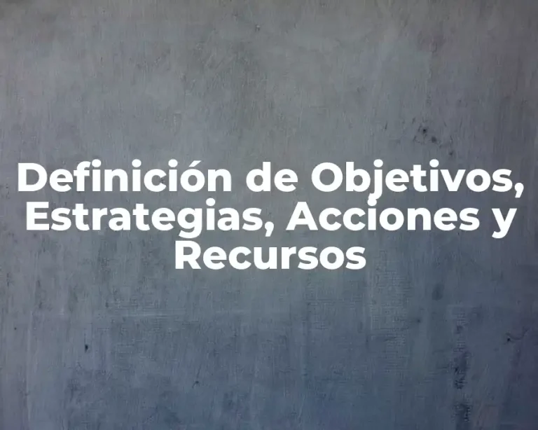 Definición de Objetivos, Estrategias, Acciones y Recursos