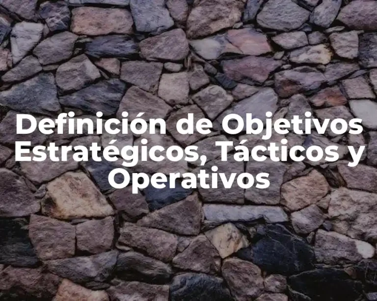 Definición de Objetivos Estratégicos, Tácticos y Operativos