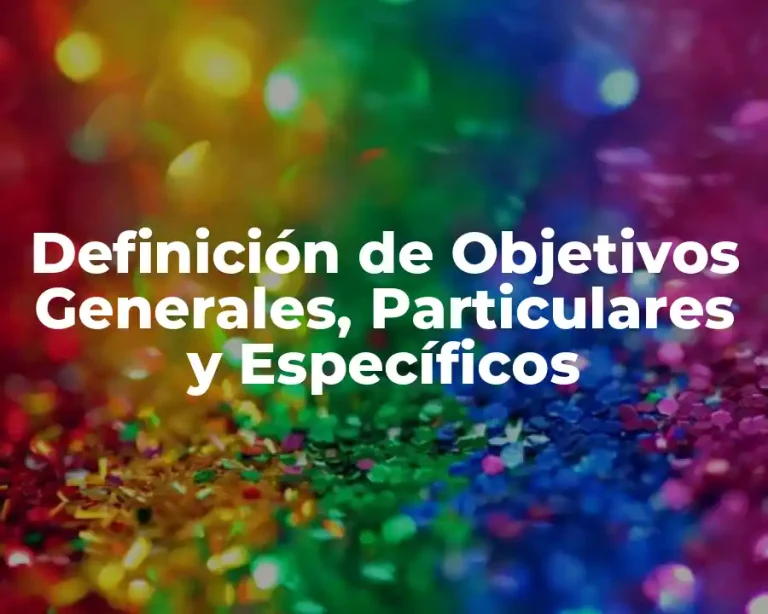 Definición de Objetivos Generales, Particulares y Específicos