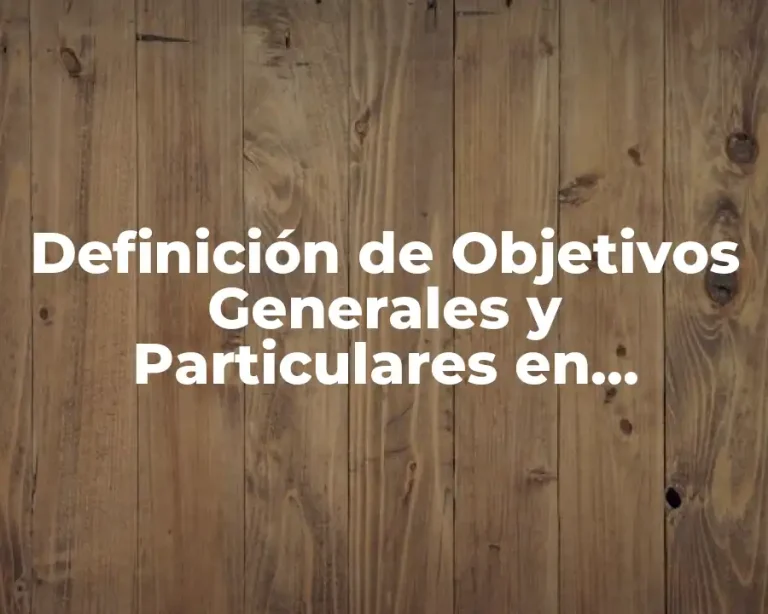 Definición de Objetivos Generales y Particulares en Metodología