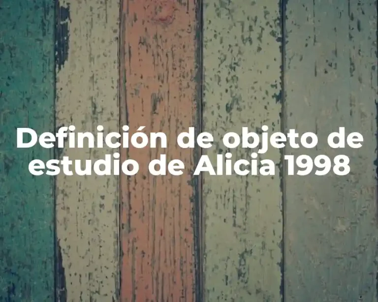 Definición de objeto de estudio de Alicia 1998