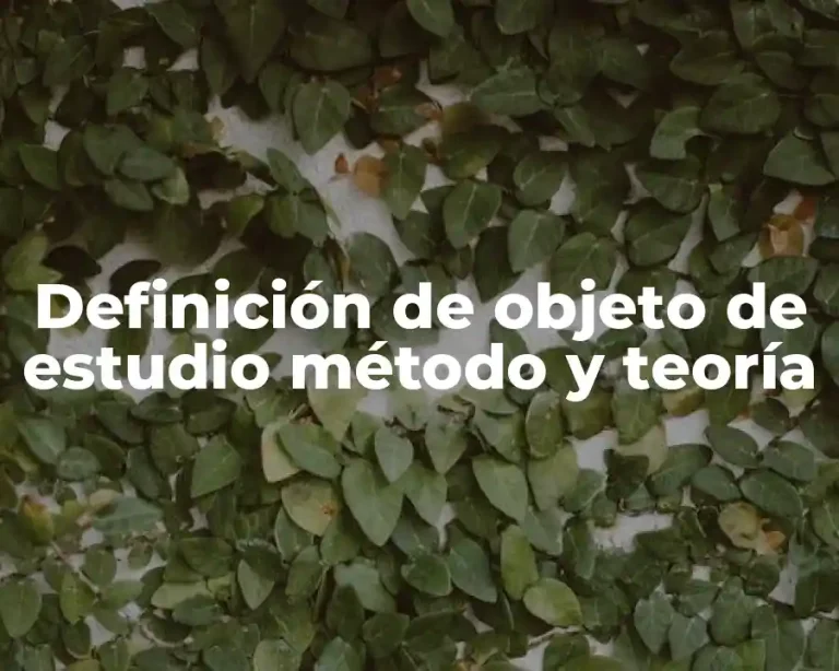 Definición de objeto de estudio método y teoría