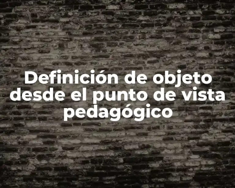 Definición de objeto desde el punto de vista pedagógico