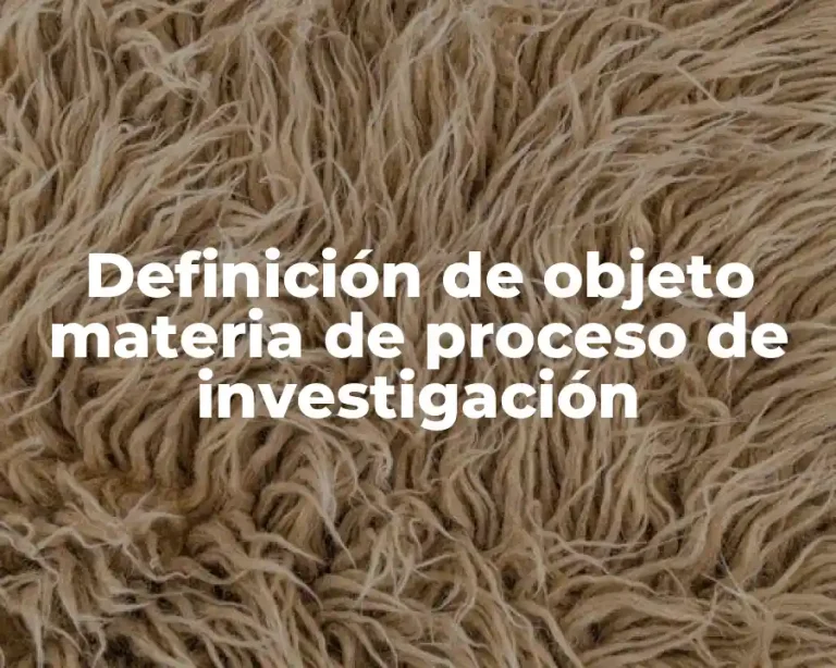 Definición de objeto materia de proceso de investigación