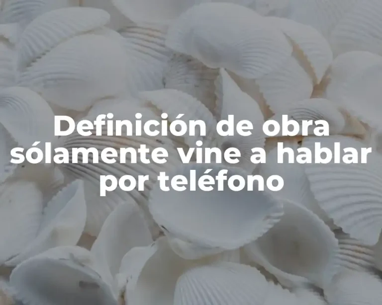 Definición de obra sólamente vine a hablar por teléfono