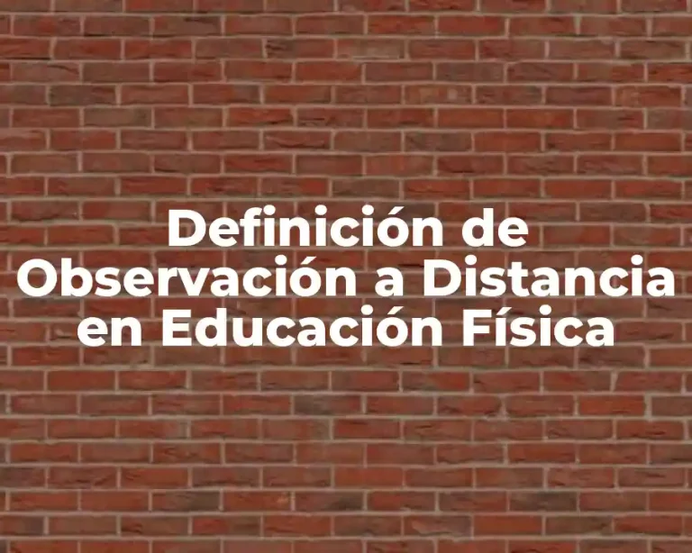 Definición de Observación a Distancia en Educación Física