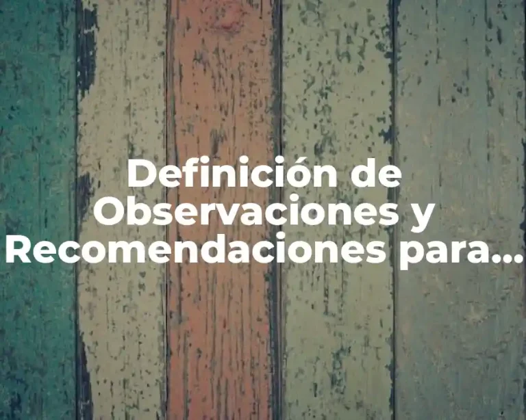 Definición de Observaciones y Recomendaciones para Primer Grado de Primaria