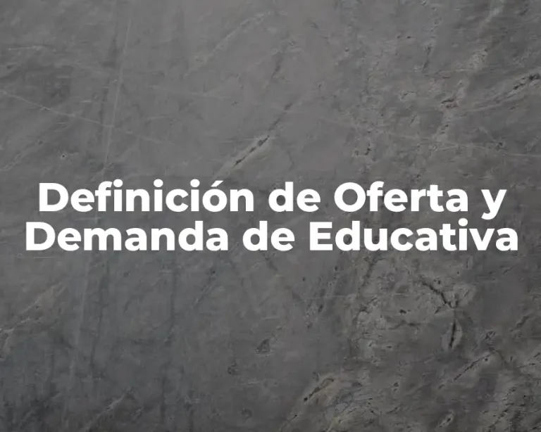 Definición de Oferta y Demanda de Educativa