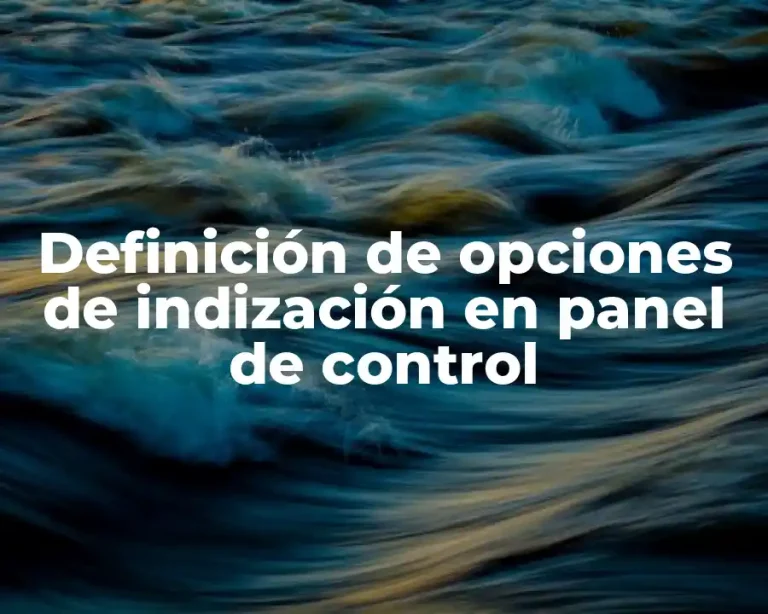 Definición de opciones de indización en panel de control