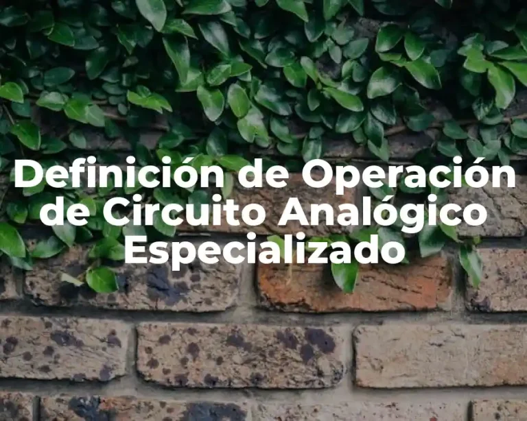 Definición de Operación de Circuito Analógico Especializado