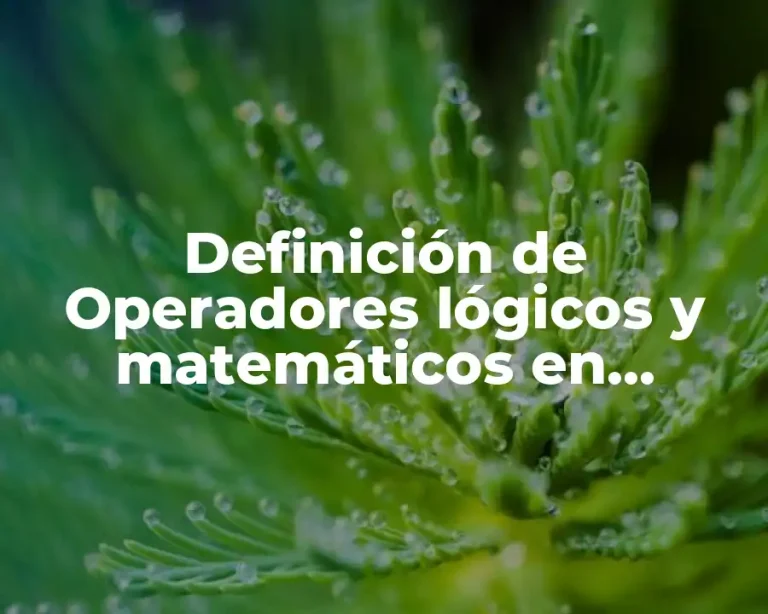 Definición de Operadores lógicos y matemáticos en programación
