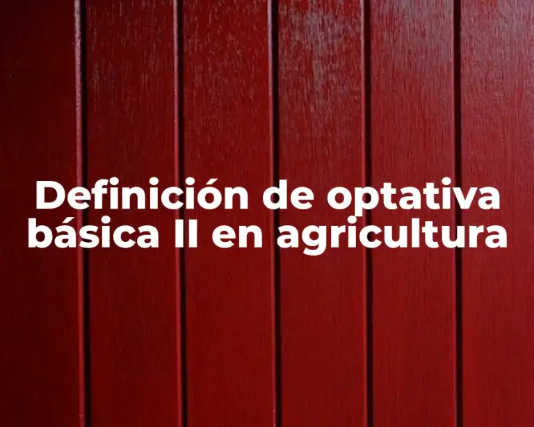 Definición de optativa básica II en agricultura
