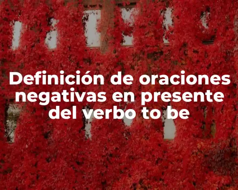 Definición de oraciones negativas en presente del verbo to be