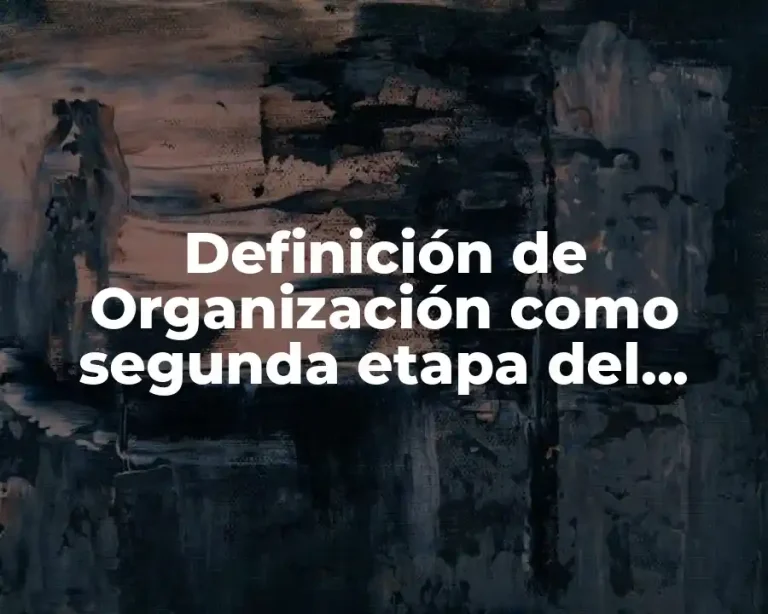 Definición de Organización como segunda etapa del proceso administrativo