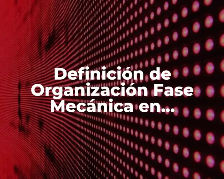Definición de Organización Fase Mecánica en Administración