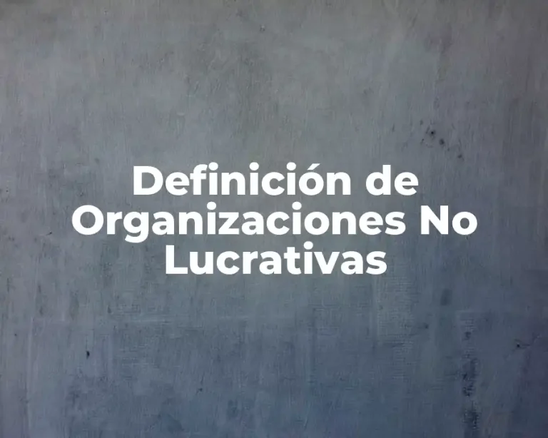 Definición de Organizaciones No Lucrativas