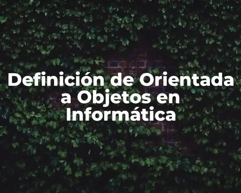 Definición de Orientada a Objetos en Informática