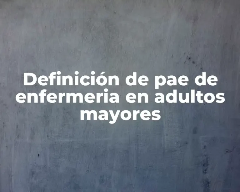 Definición de pae de enfermeria en adultos mayores