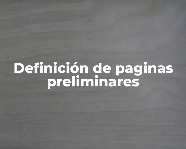 Definición de paginas preliminares