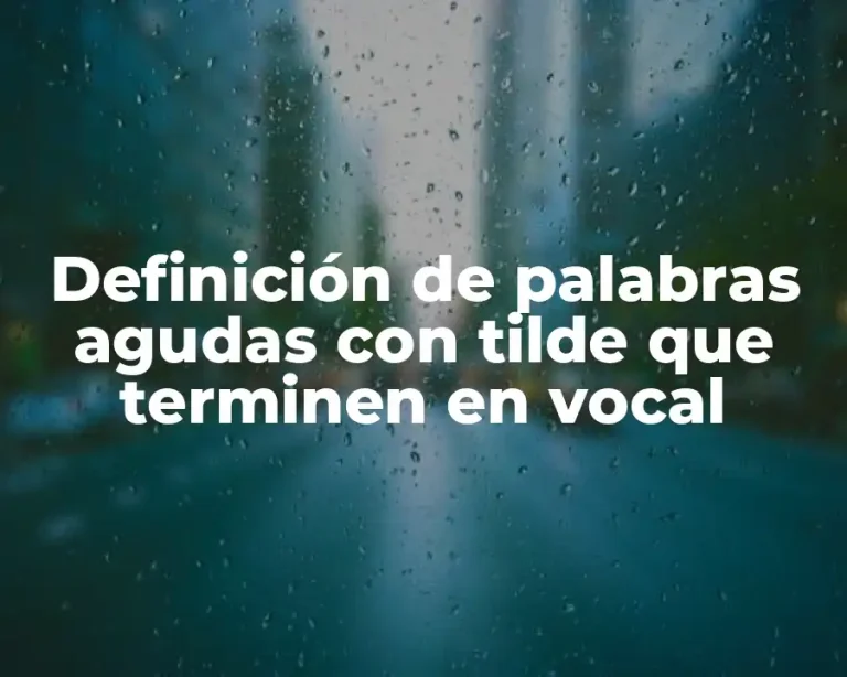 Definición de palabras agudas con tilde que terminen en vocal