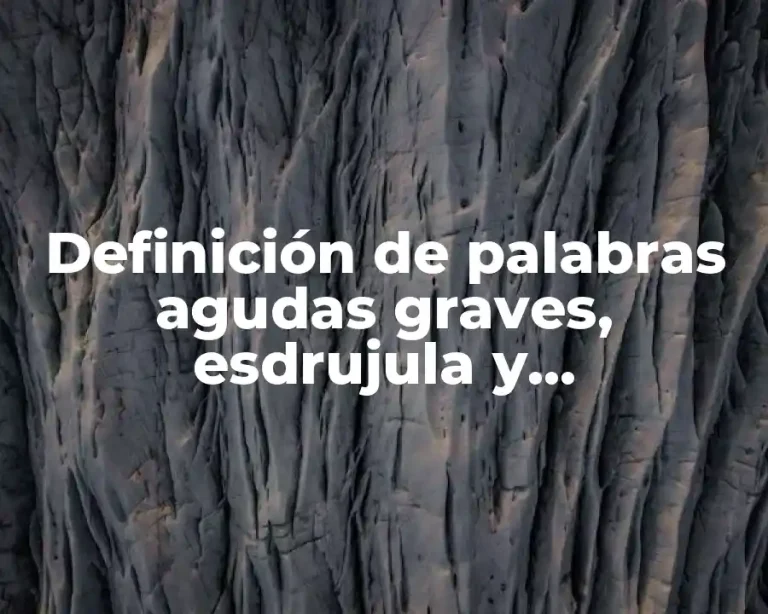 Definición de palabras agudas graves, esdrujula y sobresdrújula