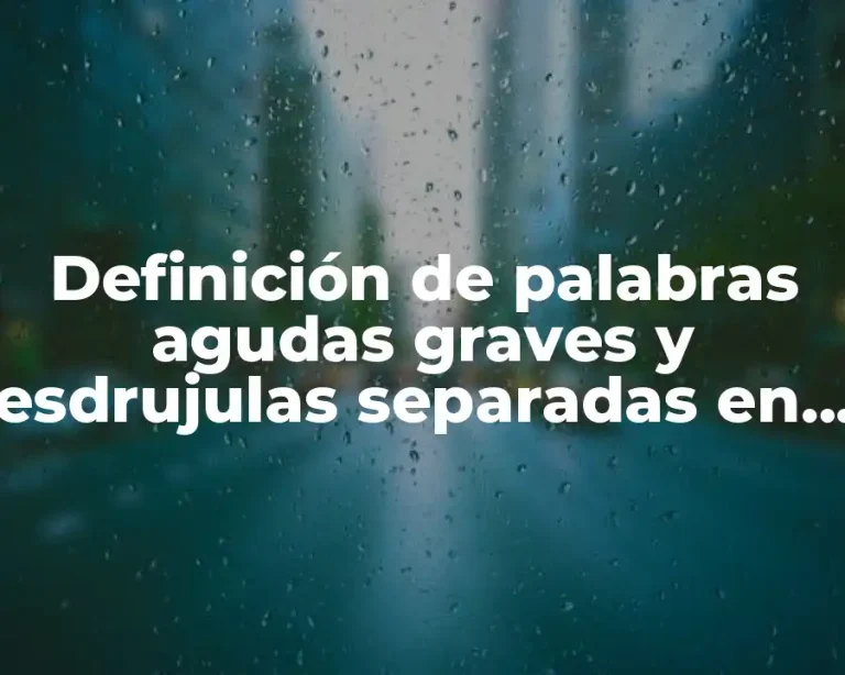 Definición de palabras agudas graves y esdrujulas separadas en silabas