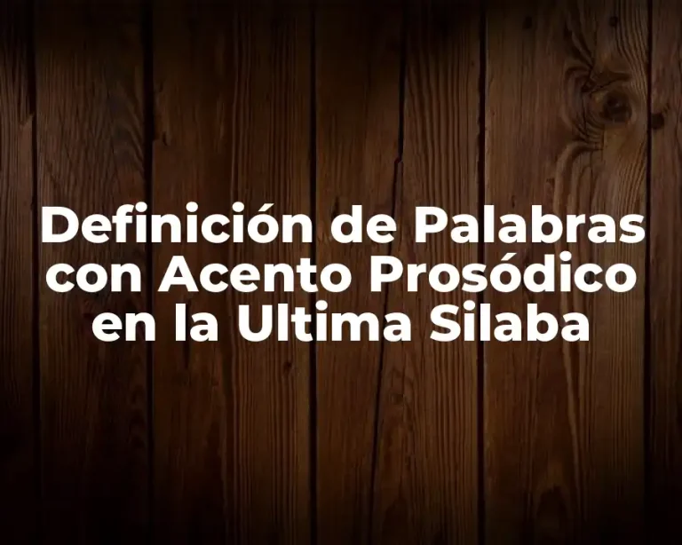 Definición de Palabras con Acento Prosódico en la Ultima Silaba