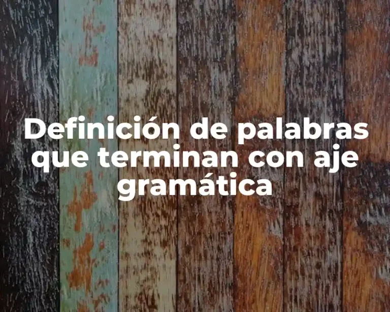 Definición de palabras que terminan con aje gramática