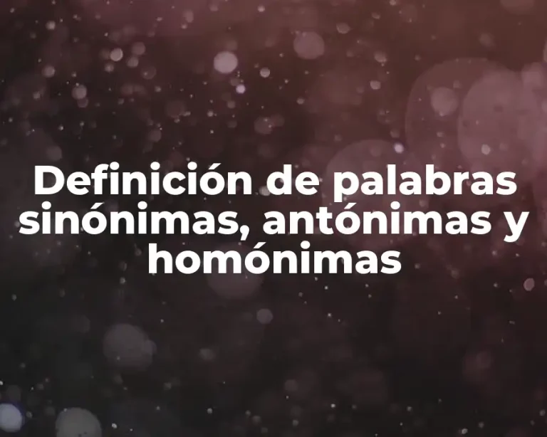 Definición de palabras sinónimas, antónimas y homónimas