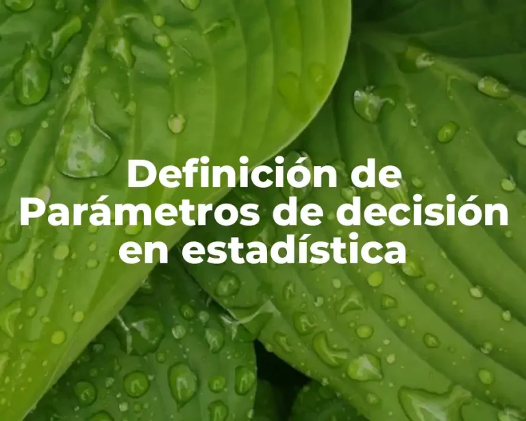 Definición de Parámetros de decisión en estadística