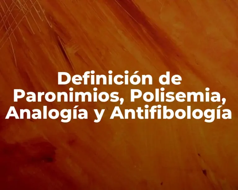 Definición de Paronimios, Polisemia, Analogía y Antifibología
