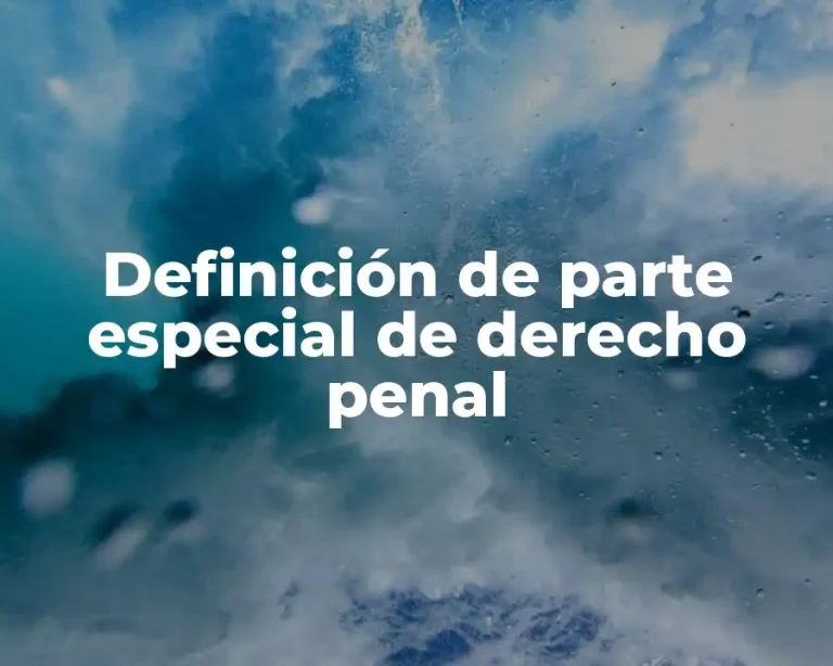 Definición de parte especial de derecho penal