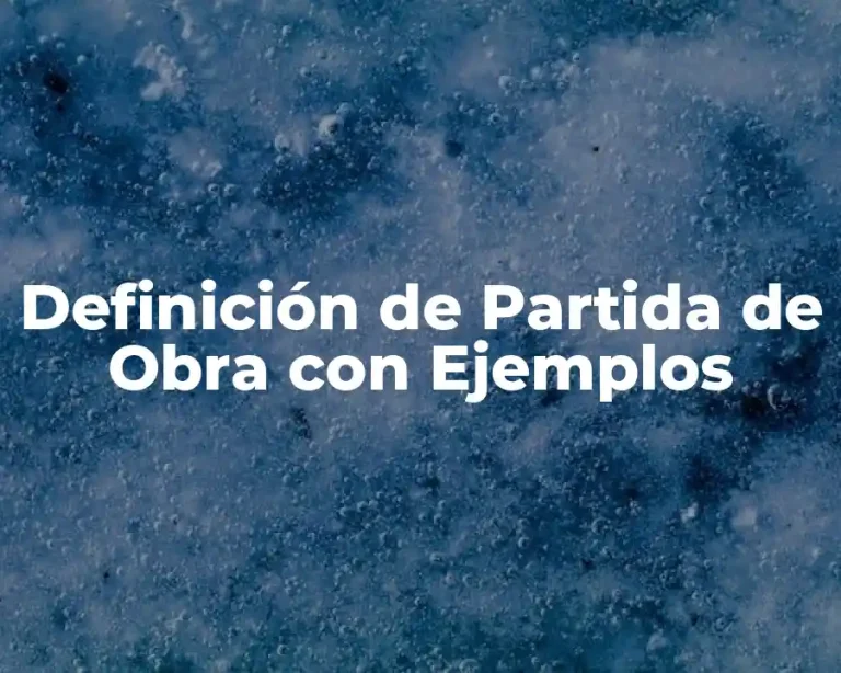 Definición de Partida de Obra con Ejemplos